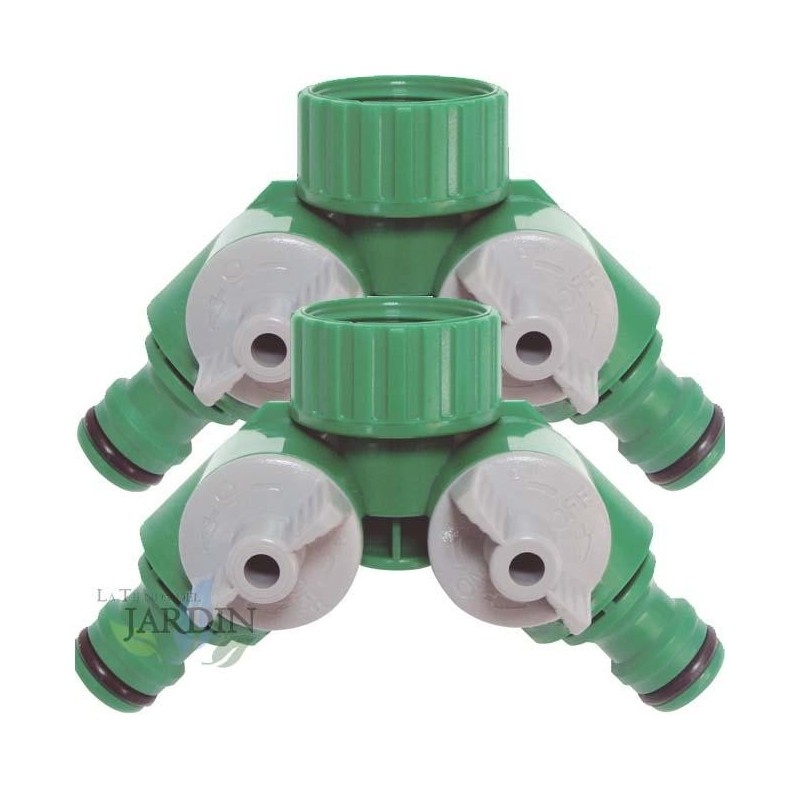 Pack of 2 x Quick Connector Hose Pipe Adapter 2 Way, Double Tap Drip Irrigation Irrigation 3/4"