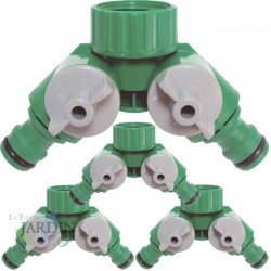 Pack of 4 x Quick Connector Hose Pipe Adapter 2 Way, Double Tap Drip Irrigation Irrigation 3/4"