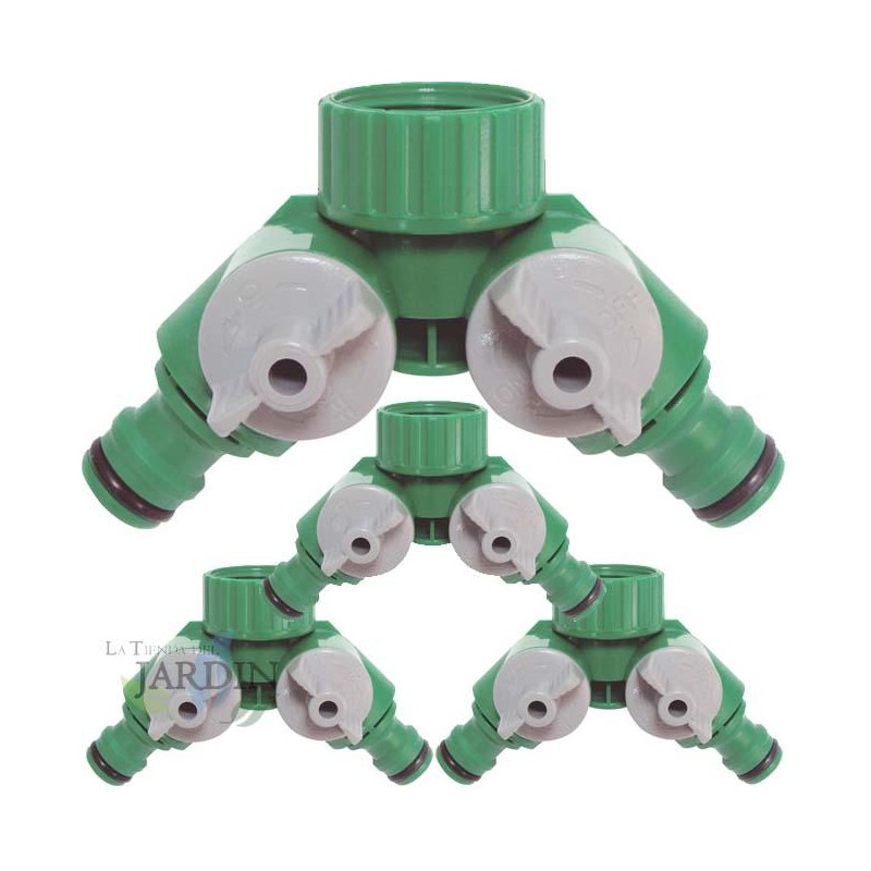 Lot de 4 Distributeur d'eau pour robinet avec filetage de 26,5 mm (G 3/4'') pour une connexion simultanée de deux périphériques Lot de 4 Distributeur d'eau pour robinet avec filetage de 26,5 mm (G 3/4'') pour une connexion simultanée de deux périphériques