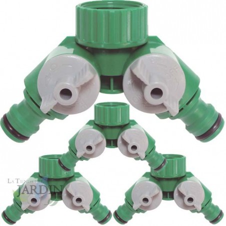 Lot de 4 Distributeur d'eau pour robinet avec filetage de 26,5 mm (G 3/4'') pour une connexion simultanée de deux périphériques