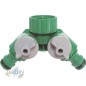 Garden Faucet with Double 3/4" female outlet, 2-way male outlet + 2-outlet metal splitter Garden Faucet with Double 3/4" female outlet, 2-way male outlet + 2-outlet metal splitter