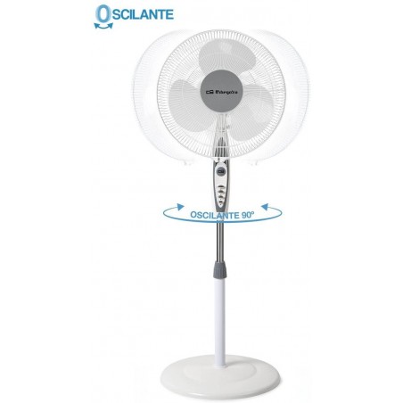 Suinga SF0147 - Ventilador de pie oscilante, 3 niveles de ventilación, tamaño aspas 40 cm, altura regulable, 50 W, blanco