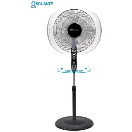 Suinga SF0148 - Ventilador de pie oscilante, 3 niveles de ventilación, tamaño aspas 40 cm, altura regulable, 50 W, negro