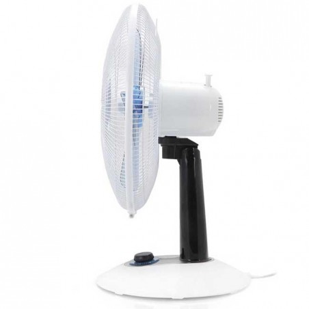 Silent table fan, oscillating, 4 speeds, turbo function, LED lighting, 60 W