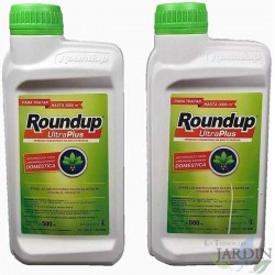 Pack Herbicida Roundup Ultra Plus 1,5 litros, elimina malas hierbas, jardineria exterior domestica