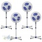 4 x Ventilateur sur pied 16'' bleu 3 vitesses 50W