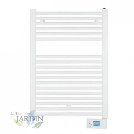 Digital electric towel warmer with thermal fluid. Heats the bathroom and dries towels. 500W power.