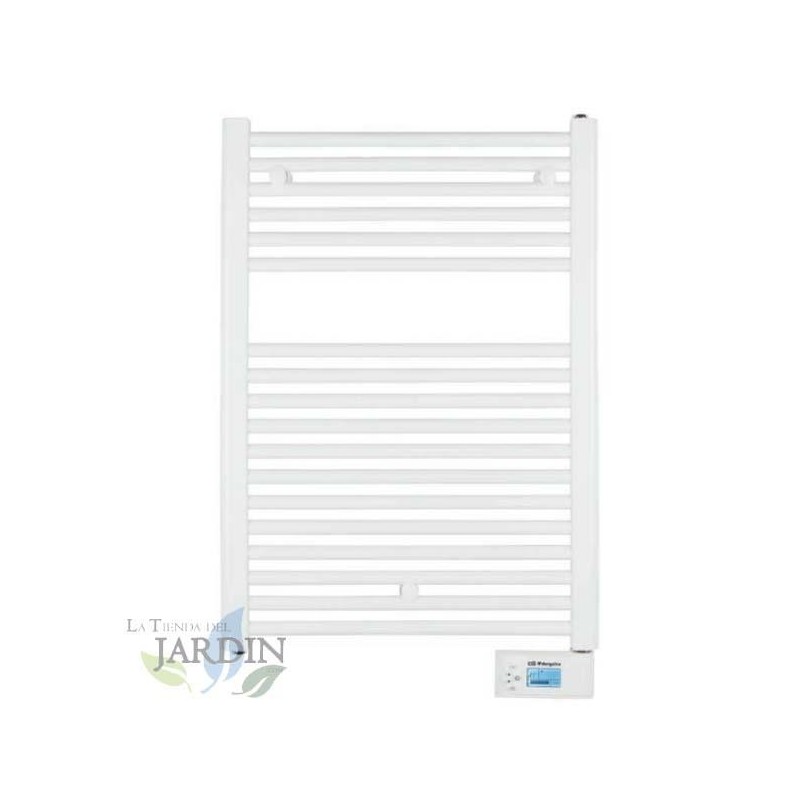 Digital electric towel warmer with thermal fluid. Heats the bathroom and dries towels. 500W power.