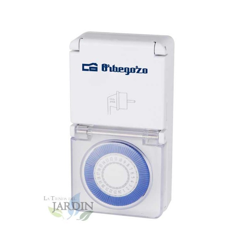 Programmierer 24 Stunden Orbegozo.  Geräte bis 16 A. Speziell für programmierte Bewässerung oder Außenbeleuchtung.  Maximale Le  Programmierer 24 Stunden Orbegozo.  Geräte bis 16 A. Speziell für programmierte Bewässerung oder Außenbeleuchtung.  Maximale Le