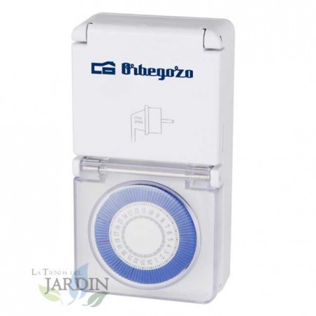 Programmatore 24 ore Orbegozo. Dispositivi fino a 16 A. Speciali per irrigazione programmata o luci esterne. Potenza massima 360