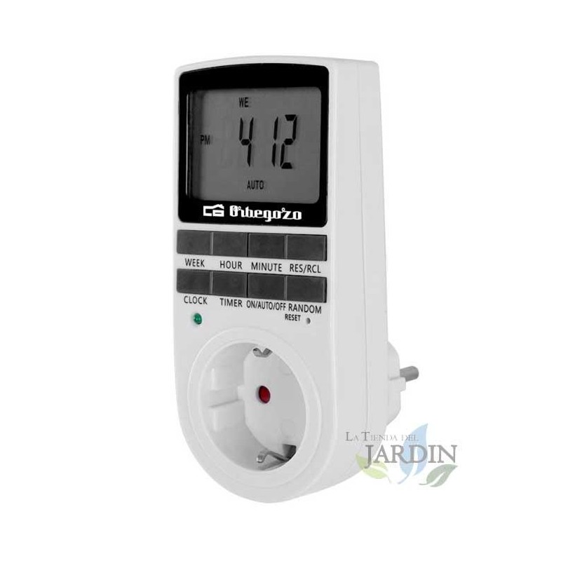 Programador digital Orbegozo 24 horas, 16 configuraciones. Potencia máxima 3680W, pantalla LCD, uso interior/exterior Programador digital Orbegozo 24 horas, 16 configuraciones. Potencia máxima 3680W, pantalla LCD, uso interior/exterior