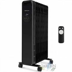 Radiatore olio a 9 elementi Orbegozo. Tre potenze termiche: 800-1200 W-2000 W. Intervallo di temperatura: da 7º a 35ºC.