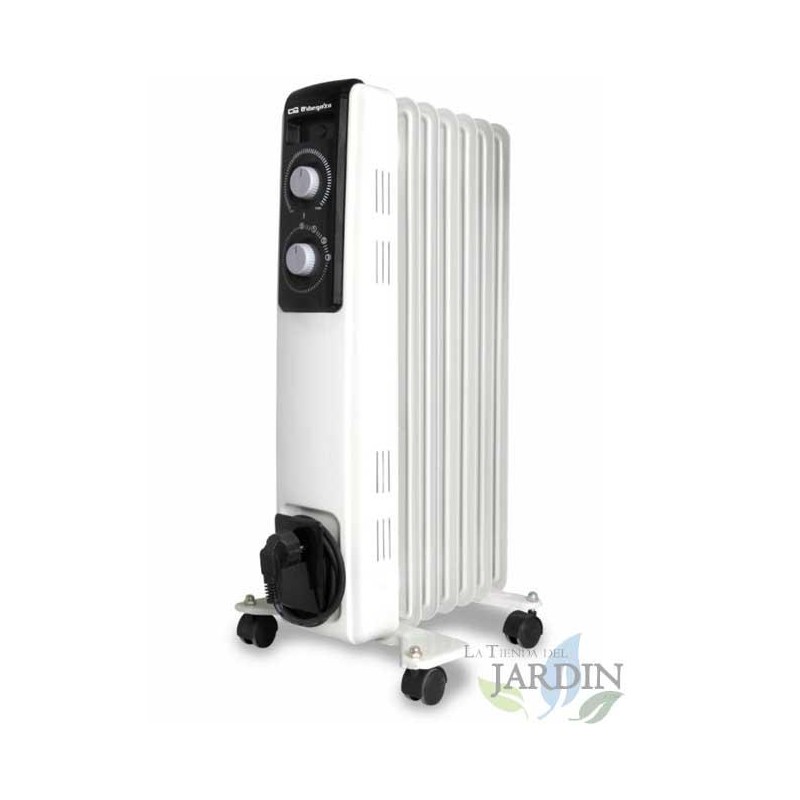 Radiateur à Bain d'Huile 1500W Chauffage électrique 7 éléments Orbegozo RF1500. Thermostat réglable