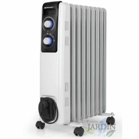 Ölradiator mit 9 Heizelementen mit hoher thermischer Trägheit. Maximale Leistung von 2000 W. 3 Heizstufen: 800 W - 1200 W - 2000