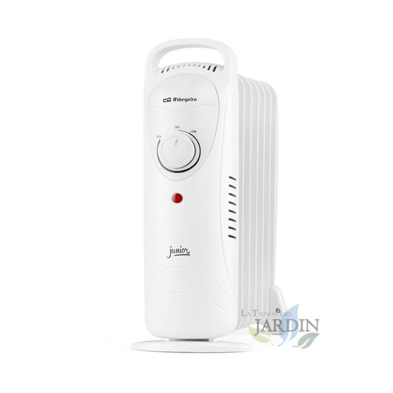 Radiador de aceite de 7 elementos Orbegozo, 1000W, Termostato regulable, Protección sobrecalentamiento Radiador de aceite de 7 elementos Orbegozo, 1000W, Termostato regulable, Protección sobrecalentamiento