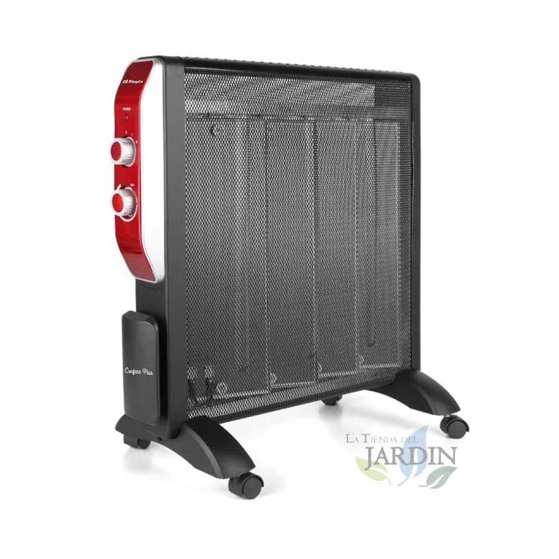MICA Orbegozo radiator. 2 heat powers: 1000W-2000W. MICA heating element. Rapid convection and diffusion of heat. MICA Orbegozo radiator. 2 heat powers: 1000W-2000W. MICA heating element. Rapid convection and diffusion of heat.