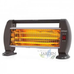 Stufa a quarzo Orbegozo. 3 livelli di potenza: 400, 800 e 1.200 W. 2 barre di quarzo. Emissione istantanea di calore.