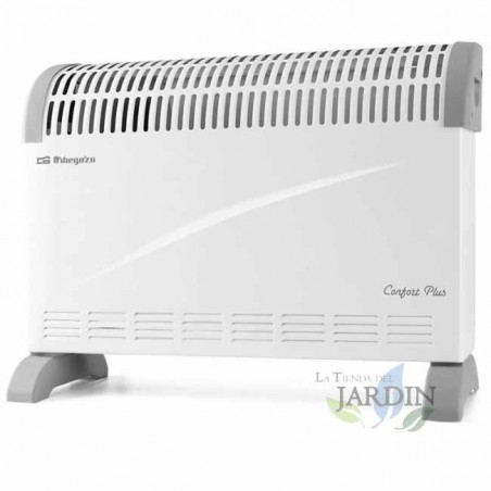 Convettore Orbegozo con 3 livelli di potenza 750W-1.250W-2000W. Termostato regolabile.