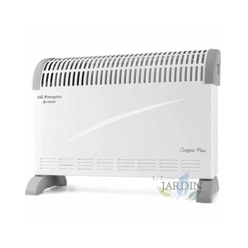 Heizkonvektor mit Turbo. Maximale Leistung von 2000 W. 3 Leistungsstufen: 750, 1.250 und 2.000 W. Einstellbarer Thermostat