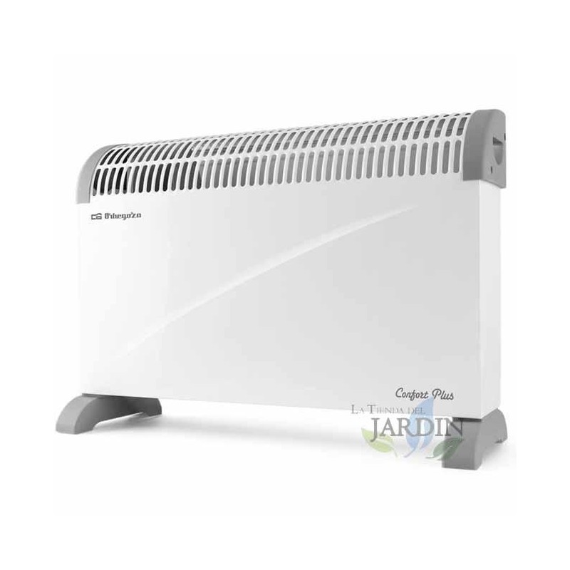 Convector. Potencia máxima 2000W. 3 niveles de potencia: 750, 1.250 y 2.000 W. Termostato regulable. Fusible de seguridad.