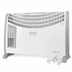 Convettore con turboventilatore. Potenza massima: 2000W. Termostato ambiente regolabile.