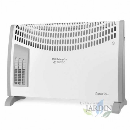Convettore con turboventilatore. Potenza massima: 2000W. Termostato ambiente regolabile.