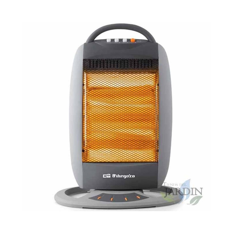 Stufa alogena oscillante Orbegozo BP5008. 1200W. Completamente silenziosa. Tre barre alogene.