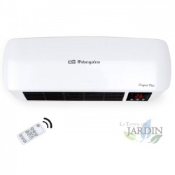 Orbegozo split ceramic wall heater. Specially designed for bathrooms (IP 22). Two power levels: 1000-2000W. Fan mode.
