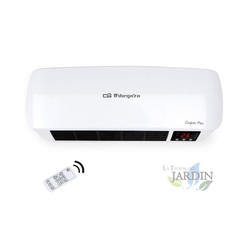 Orbegozo split ceramic wall heater. Specially designed for bathrooms (IP 22). Two power levels: 1000-2000W. Fan mode.