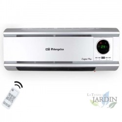 Stufa in ceramica a parete divisa Orbegozo. Due livelli di calore: 1000-2000W. Programmabile. Telecomando.