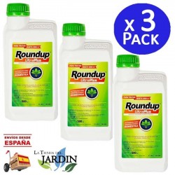 Pack 3 x Herbicida Roundup UltraPlus 500ml para jardinería exterior doméstica