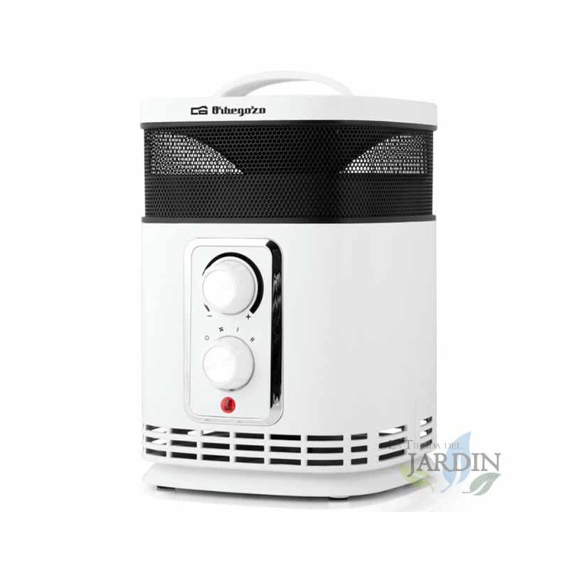 Riscaldatore in ceramica Orbegozo 360º, emette calore in tutte le direzioni. Potenza massima: 1500W. Alta efficienza.