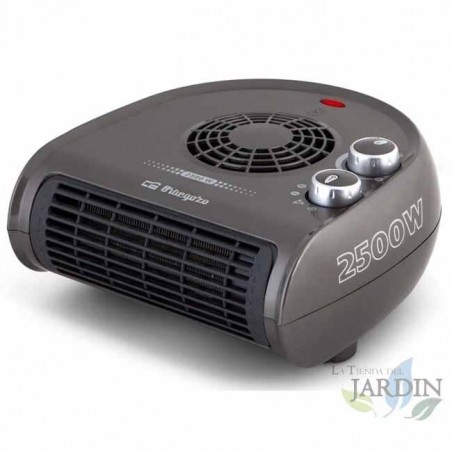 Calefactor horizontal Orbegozo. Dos niveles de potencia: 1250W-2500W. Color Gris. Selector rotativo de tres posiciones.