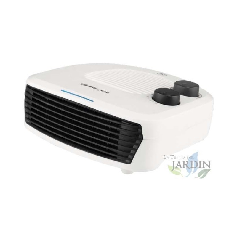 Aquecedor horizontal Orbegozo. Três configurações: 1000W-2000W-Ventilador. Aquecimento instantâneo. Termostato ajustável. Branco