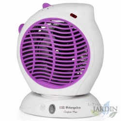  Oszillierendes vertikales Heizelement von Orbegozo.  Violett.  Leistung: 2000 W.  Einstellbare Temperaturregelung.  Lüfterfunkt