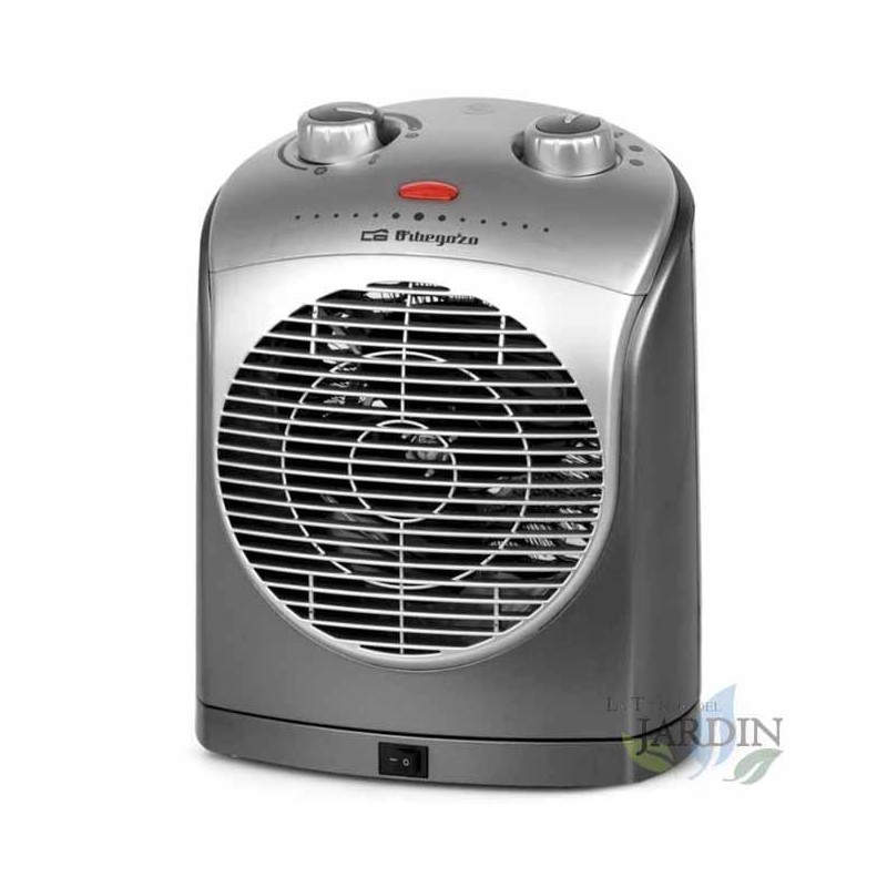  Oszillierende Heizung.  Leistung: 2200 W.  Einstellbare Temperaturregelung.  Kaltluftstellung (Lüfter).  Zwei Geschwindigkeiten