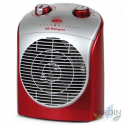 Calefactor 2200W. Dos niveles de calor. Control ajustable de la temperatura. Color Rojo. Función ventilador de aire frío.