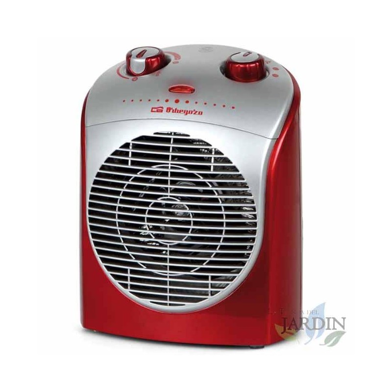 Radiateur soufflant oscillant FH5026 Orbegozo, Chauffage d'appoint, 2 modes de puissance, Eco silence, rouge