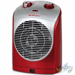 Calefactor oscilante 90º. Color Rojo. Dos potencias: 1100W-2200W. Temperatura regulable. Posición de aire frío(ventilador).