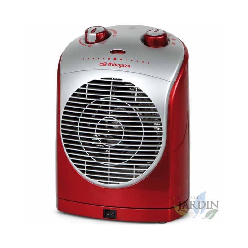 Radiateur soufflant oscillant 90º FH5025 Orbegozo, Chauffage d'appoint, 2 modes de puissance, Eco silence, rouge