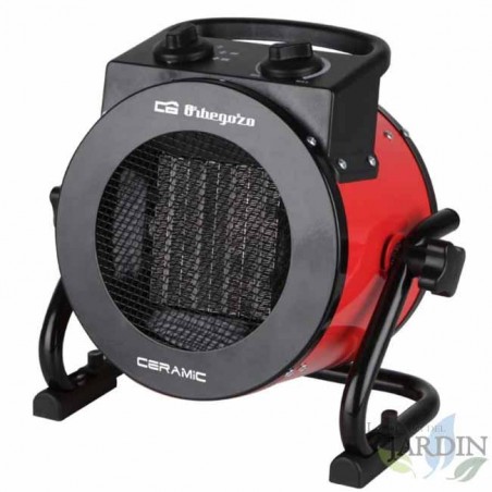 Riscaldatore professionale in ceramica Orbegozo. Rosso. Potenza 2000W. Corpo in metallo. Controllo della temperatura regolabile.