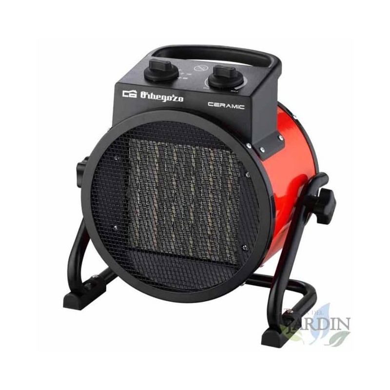 Calefactor cerámico profesional Orbegozo FHR3050 Rojo/Negro. Potencia 3000W. Control ajustable de la temperatura.