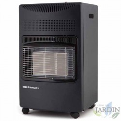 3 Stück Gas-Keramikheizung. Maximale Leistung von 4.200 W. Multidirektionale schwenkbare Räder. Maximale Verbrauch von 305 g/h.