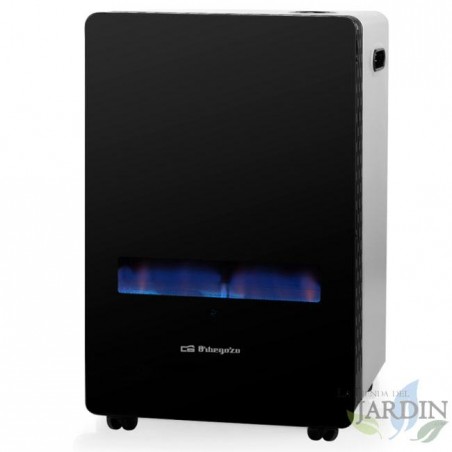  Orbegozo blue flame gas stove.  Tempered glass front.  Maximum power 3,800 W. Suitable for butane and propane gas.