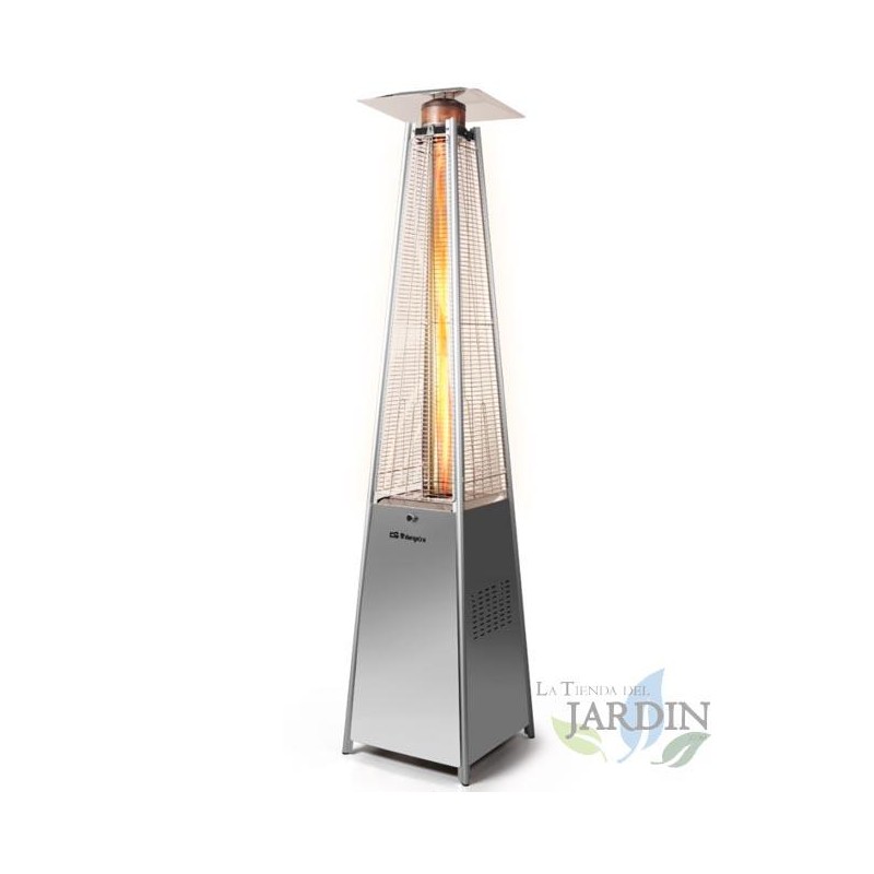 Chauffage Gaz Terrasse acier. Jardin, Camping, Barbecue. Radiateur de Conception pyramidale au Propane 13kW. Roues