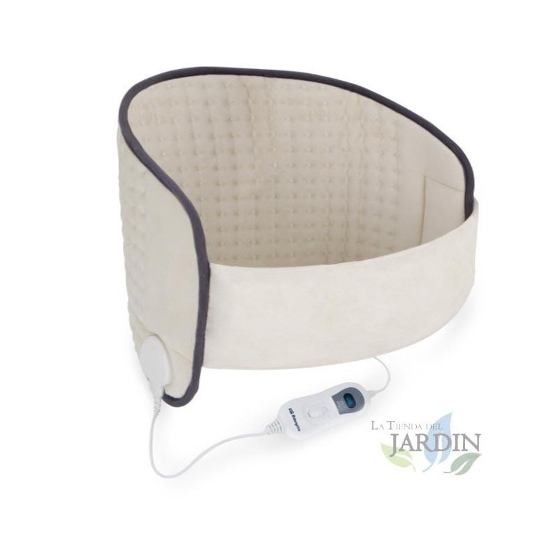 Supporto lombare elettrico Orbegozo. Rivestimento lavabile. Protezione dal surriscaldamento. Potenza 100W. Dimensioni: 40x30 cm.