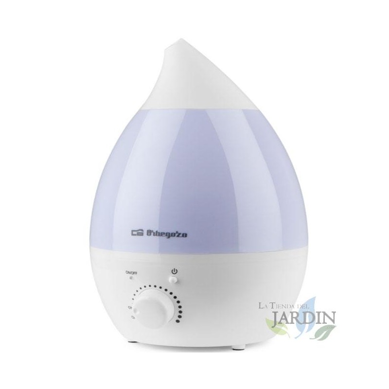 Humidificateur d'air à ultrasons Orbegozo. Débit de vapeur réglable. Lumière de 7 couleurs différentes. Puissance: 22W