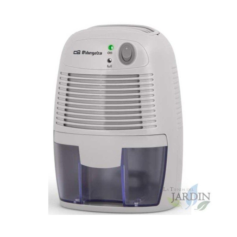 Desumidificador Orbegozo 250 ml/dia. Potência: 27 W. Utiliza um módulo termoelétrico. Capacidade do reservatório: 500 ml.