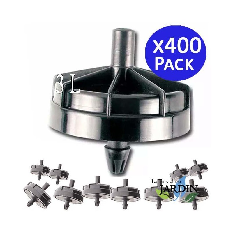 Set di 400 Gocciolatore autocompensante e antiscarico da 3 litri/ora. Gocciolatore clippato adatto alla microirrigazione Set di 400 Gocciolatore autocompensante e antiscarico da 3 litri/ora. Gocciolatore clippato adatto alla microirrigazione