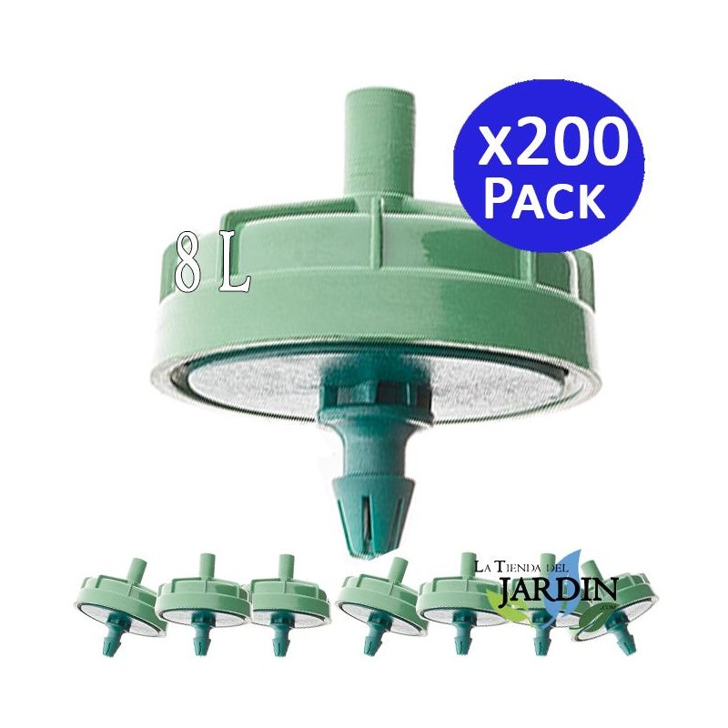 200 x Goutteur anti-drainage et autorégulant d'irrigation 8 litres, Champignon